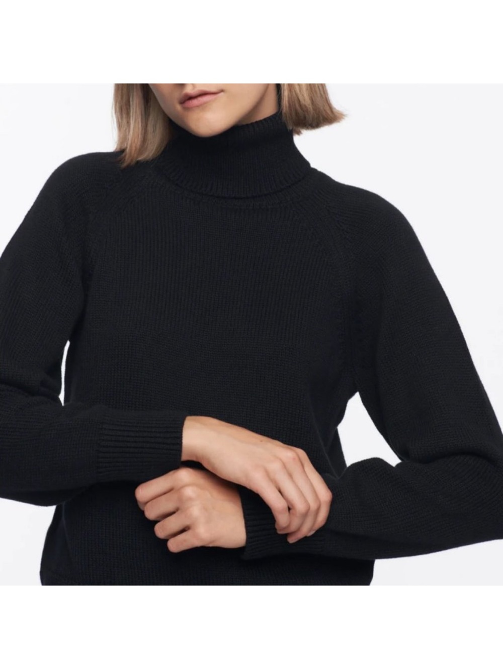 KOTN Knit Black Turtleneck Sweater 100% Cotton Size Small Minimalist Neutral